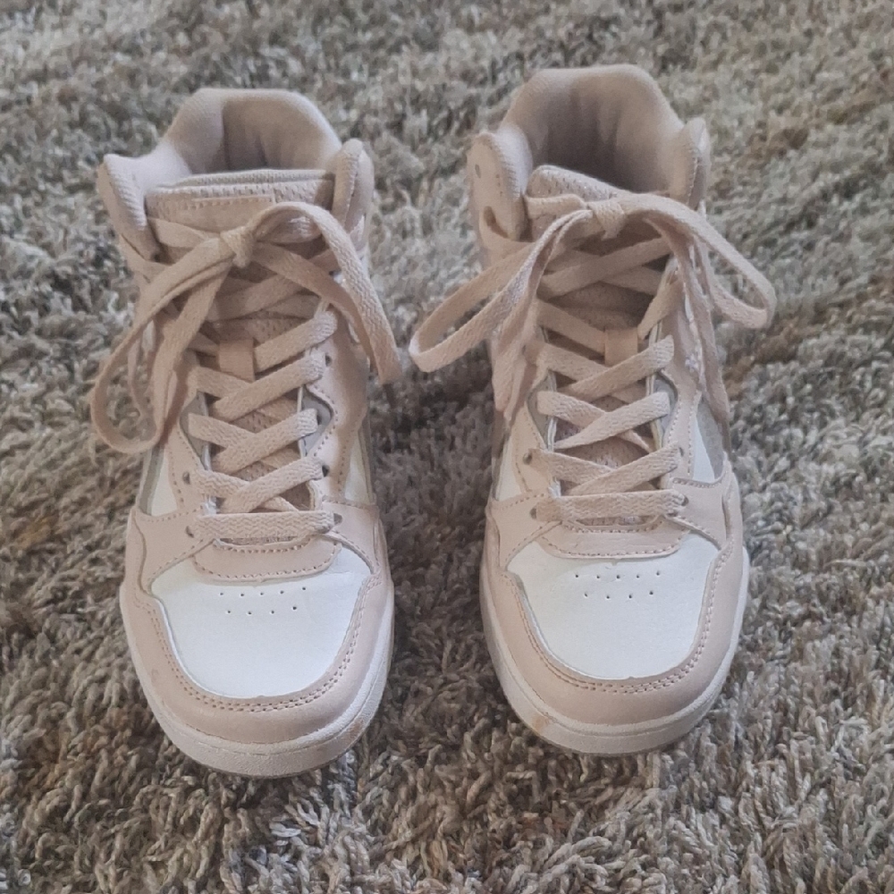 Beige and White High-Top Sneakers